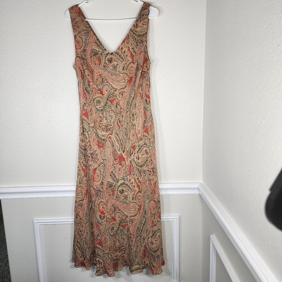 Jones New York Signature women midi dress Tan/ brown/red Size 18W - Picture 4 of 10